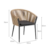 thumbnail of METRO PROFESSIONAL  Fauteuil de terrasse TRIBU, empilable, aluminium / rotin PE, 63 x 63 x 76 cm, coussin inclus, gris foncé
