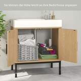 thumbnail of Waschtischunterschrank 60x39x60 Eiche mit Rattanoptik, 2 Regalböden, Kippschutz, melaminbeschichtet, Boho-Stil, Badezimmermöbel