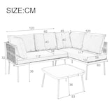 thumbnail of Merax Garten-Lounge-Set aus Eisen, Gartenmöbel-Set aus grünem Seil, L-förmiges Gartenmöbel-Set, Lounge-Set aus grünem Seil mit Sitzkissen