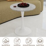 thumbnail of Couchtisch rund 70x70x72 cm aus Kunstmarmor Grau+Weiß, minimalistisches Design mit hohen Beinen, vielseitig als Sofa Beistelltisch