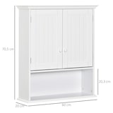 thumbnail of Armario Baño de Pared con 2 Puertas Estante Interior Ajustable y Compartimento Abierto Mueble Auxiliar Suspendido Multiusos para Cocina 60x20x70,5 cm