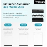 thumbnail of Five Stars® Mülleimer mit Sensor - 60 Liter / 2x 30 Liter - Abfalltrennung - Edelstahl - 2 Fächer - Schwarz