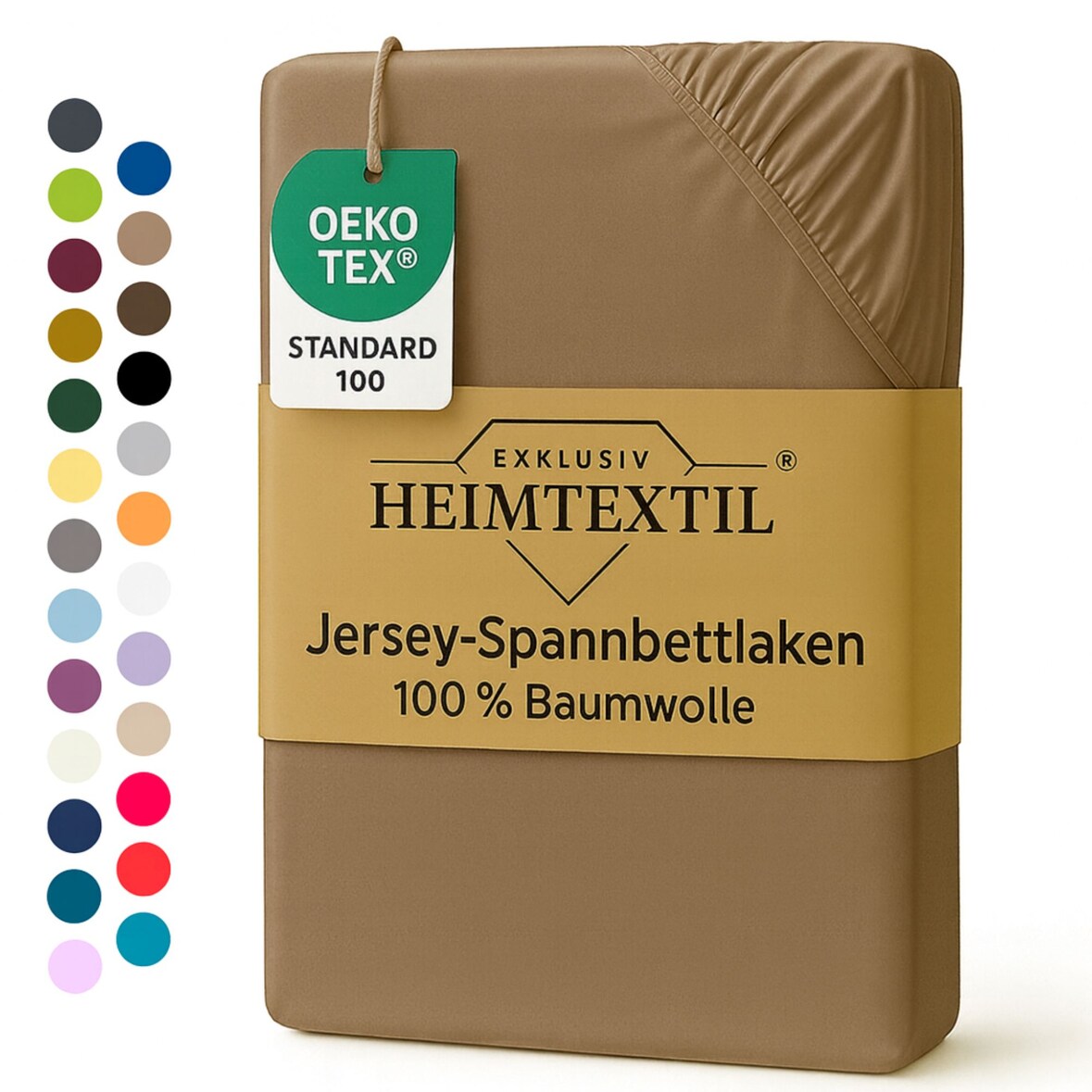 EXKLUSIV HEIMTEXTIL Marke Jersey Spannbettlaken 100 x 200 cm Nougat 100% Baumwolle Öko - Tex Zertifiziert Bed-Sheet Bettlaken Spannbetttuch Topper