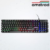 thumbnail of Clavier  Amstrad AMS KEY008 USB, Rétro-éclairage RGB, 12 raccourcis multimédia, 104 touches, AZERTY