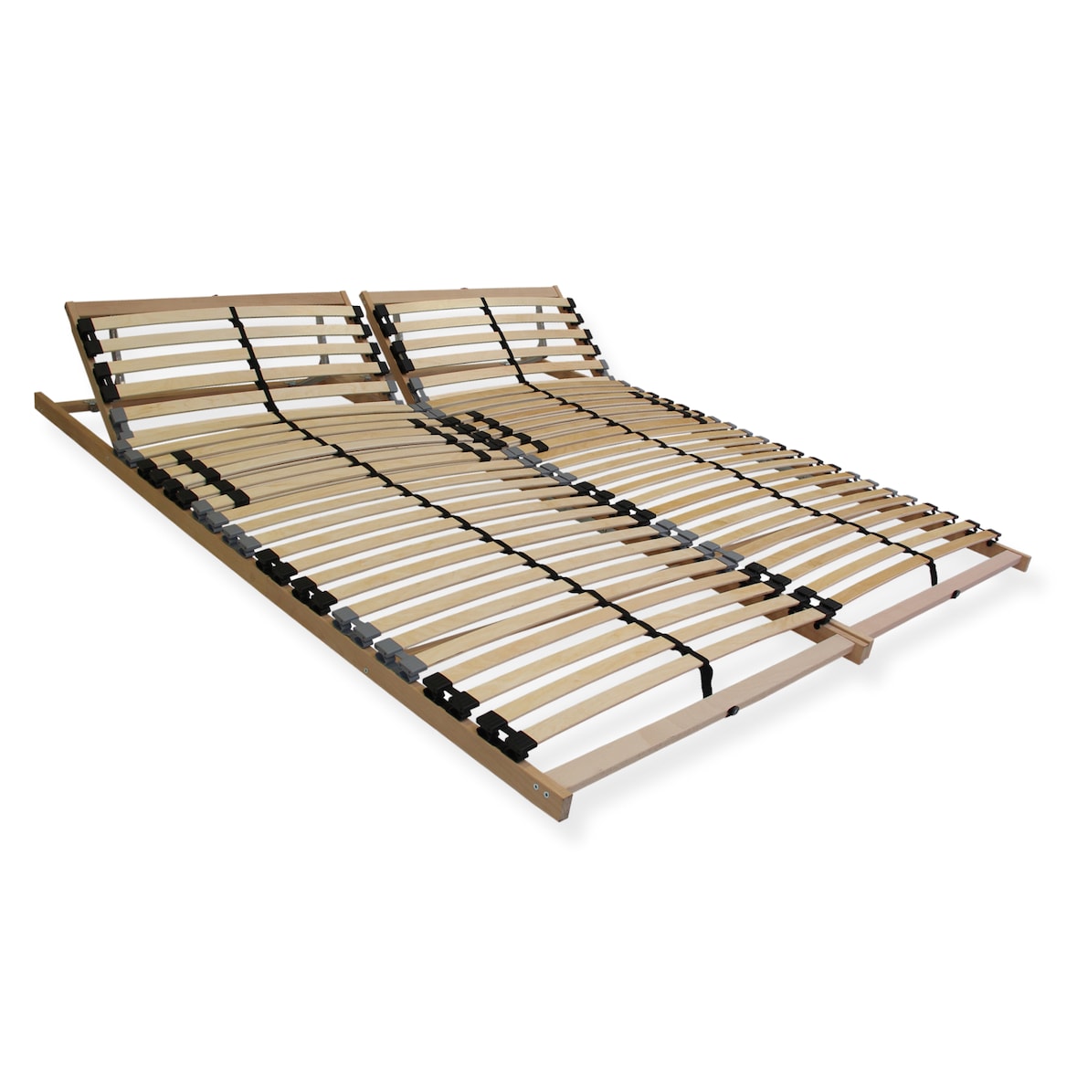 Lattenrost 160x200 (2x 80x200cm), 7 Komfortzonen, 28 Latten, Federholzrahmen Made in Germany, Lattenrost Kopfteil verstellbar, bis 150Kg