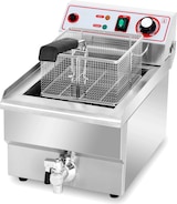 Una freidora eléctrica profesional con cesta.