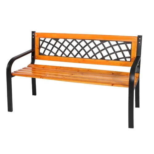 Parkbank Tannenholz Gartenbank Sitzbank Holz Metall Terrasse Balkon 118x74cm : Natur hell