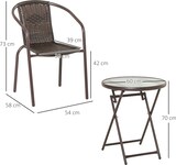 thumbnail of Outsunny Set Tavolo Pieghevole e 2 Sedie da Giardino Acciaio e Rattan