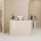 thumbnail of Empfangstresen, Kleine Gewerbetheke, Kassentheke, Empfangstisch, LED-Beleuchtung, Ladenmöbel, Frontdesk, Modernes Design Beige 160×60×100cm