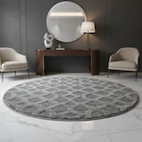 thumbnail of Teppich Wohnzimmer 3D Geometrisch Modern Waschbar Strapazierfähig Esszimmer OEKO-TEX Rund Grau 80x80 cm Gekettelt – GENF von Kadima Design