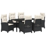 thumbnail of vidaXL 7-teiliges Garten-Esszimmer-Set mit Kissen - Schwarz, Poly-Rattan