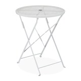 thumbnail of Relaxdays Balkontisch, Schirmloch, Terrazzo Muster, HxD: 71,5 x 60,5 cm, Stahl, klappbar, runder Gartentisch, weiß