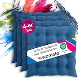 thumbnail of 4er Set Sitzkissen Stuhlkissen 40x40 OEKO-TEX  - türkis blau Sitzauflage Bank Polster Sitzpolster mit Bändern / Schleife, Indoor / Outdoor