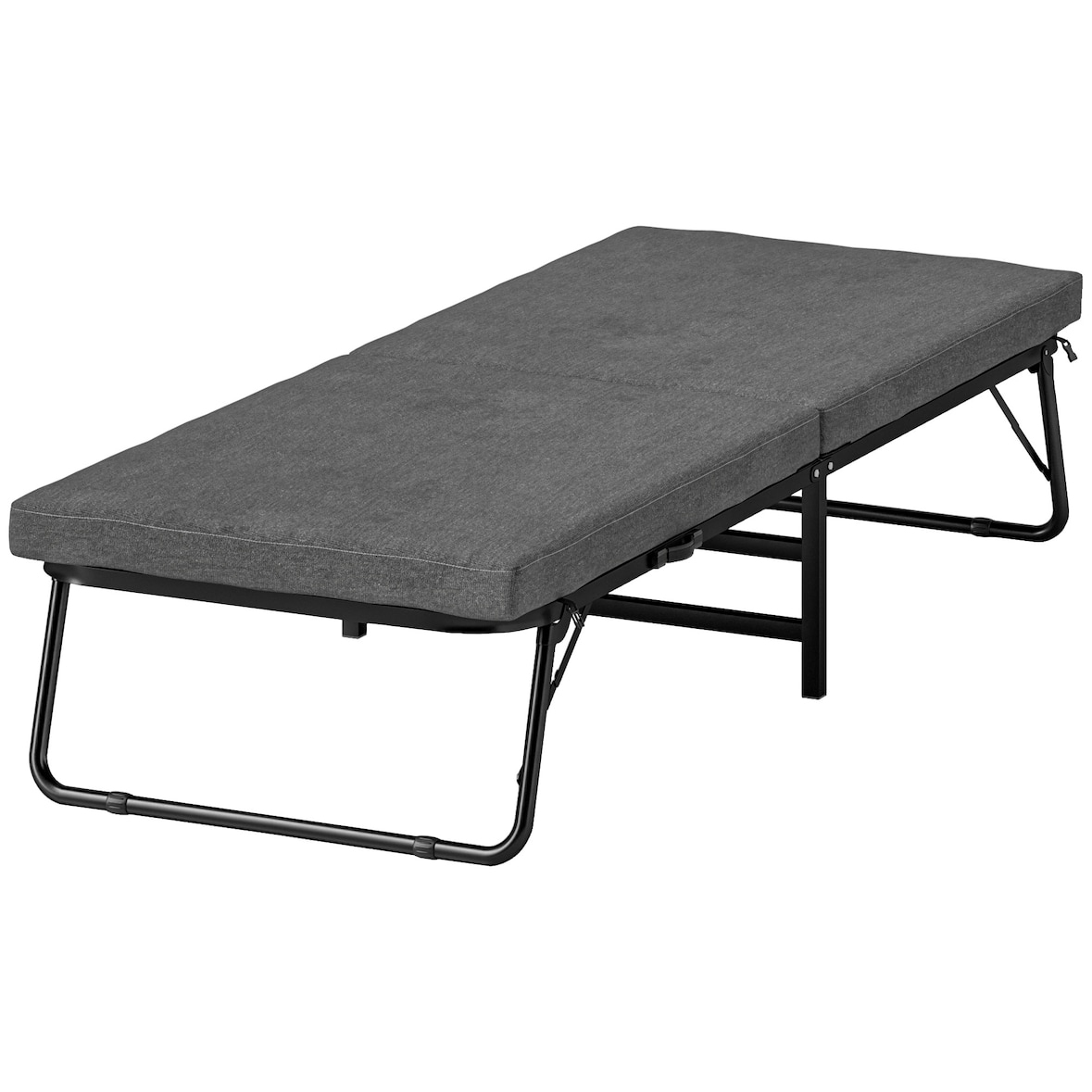 HOMCOM cama plegable 70x180 cm con colchón de espuma mueble cama plegable con respaldo ajustable en 5 posiciones y ruedas carga 120 kg gris