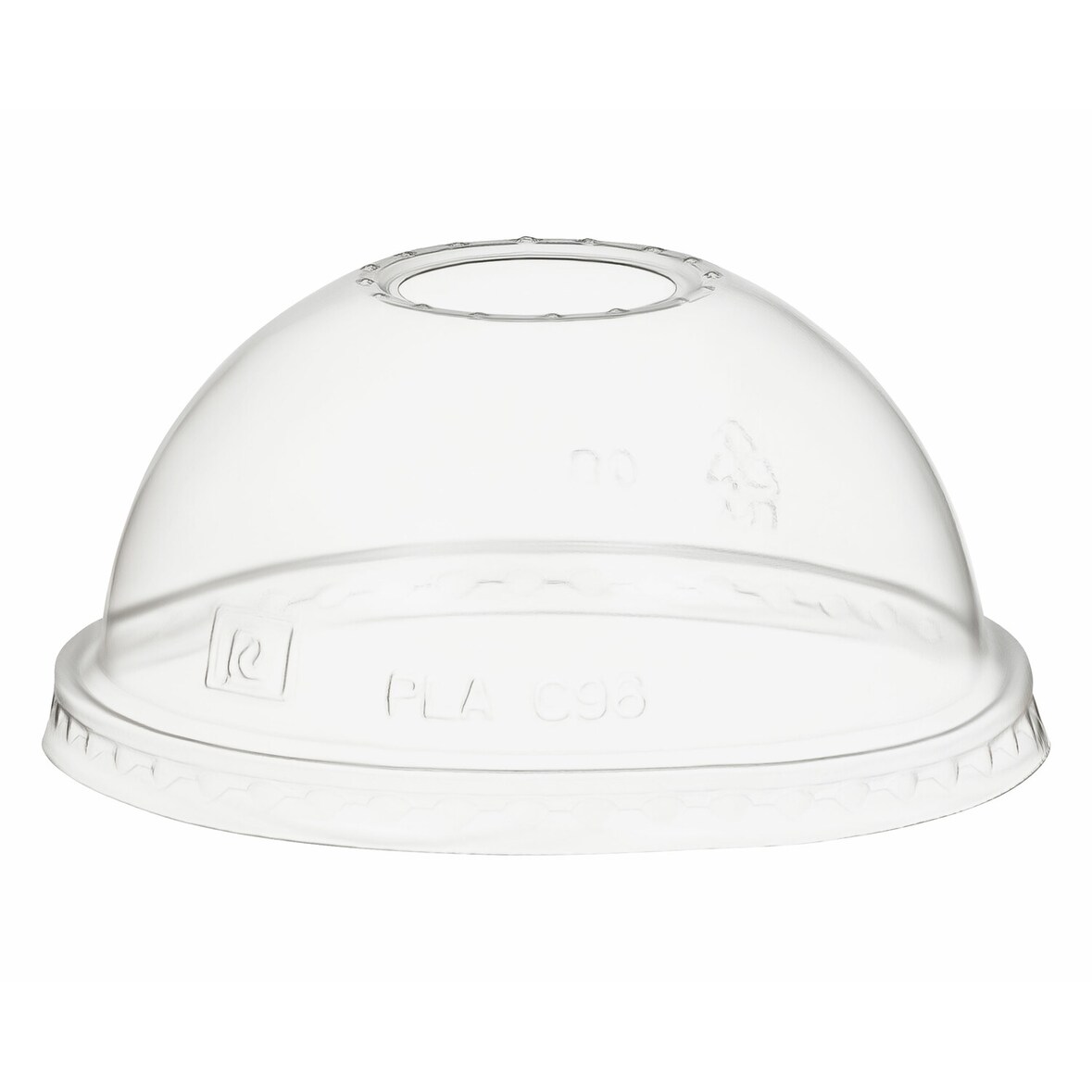 50x BIO Domdeckel zu Becher 300/400/500ml mit Rundloch O 96mm Bio-Kunststoff