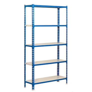 SimonRack Estante Metálico 1800x800x300 mm, 5 Prateleiras em Aço, 180 kg por Nível, Azul/Branco – Simonclick