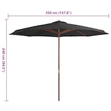 thumbnail of Parasol d'extérieur avec mât en bois 350 cm Anthracite Modèle Boréal Ligne Plus