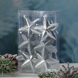 thumbnail of Christbaumschmuck Weihnachtsbaumschmuck Sterne bruchfest silber 6St.