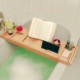 thumbnail of Intirilife Badewannenablage aus nachhaltigen Bambus - 75 - 109 x 23 x 4.5 cm - Verstellbare / Ausziehbare Auflage mit Seifenschale Badewannentablett