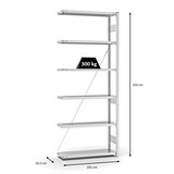 thumbnail of PROREGAL Fachbodenregal Stecksystem | Anbauregal | HxBxT 250x100x30cm | 6 Ebenen | Fachlast 300 kg | Einseitig nutzbar | Lichtgrau