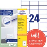 thumbnail of Avery Zweckform 3422 Universal-Etiketten, A4 mit ultragrip, Adressaufkleber, 70 x 35 mm, 100 Bogen/2.400 Etiketten, weiß