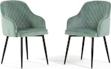 thumbnail of Set aus 2 Samtstühlen für den Innenbereich,hohe Rückenlehne,Metallbeine,ideal für Küche,Esszimmer oder Restaurant–Minzgrün/Dunkelgrau–Tessa
