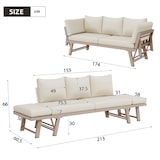 thumbnail of Merax Gartenmöbel Outdoor Lounge 3-Sitzer-Sofa, verzinkter Eisen, Sonnenliege mit klappbaren Armlehnen, Beige