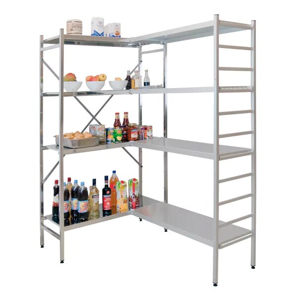 PROREGAL Lebensmittelregal | Grundregal | HxBxT 180x120x40cm | 4 Fachböden | Fachlast 125kg | Aluminium