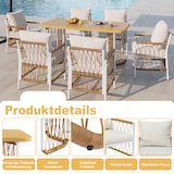thumbnail of Merax Gartenmöbel Set 6-Sitzer, Outdoor Essgruppe mit Tisch und Stühlen, WPC Tisch Holzoptik, Eisengestell weiß, PE Rattan