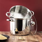 thumbnail of Olla Vaporizadora de Acero Inoxidable – Ø 25,5 x 33,5 cm – Gran Vaporera de Acero Inoxidable con Tapa de Cristal y Cestillo para Vapor – Plata