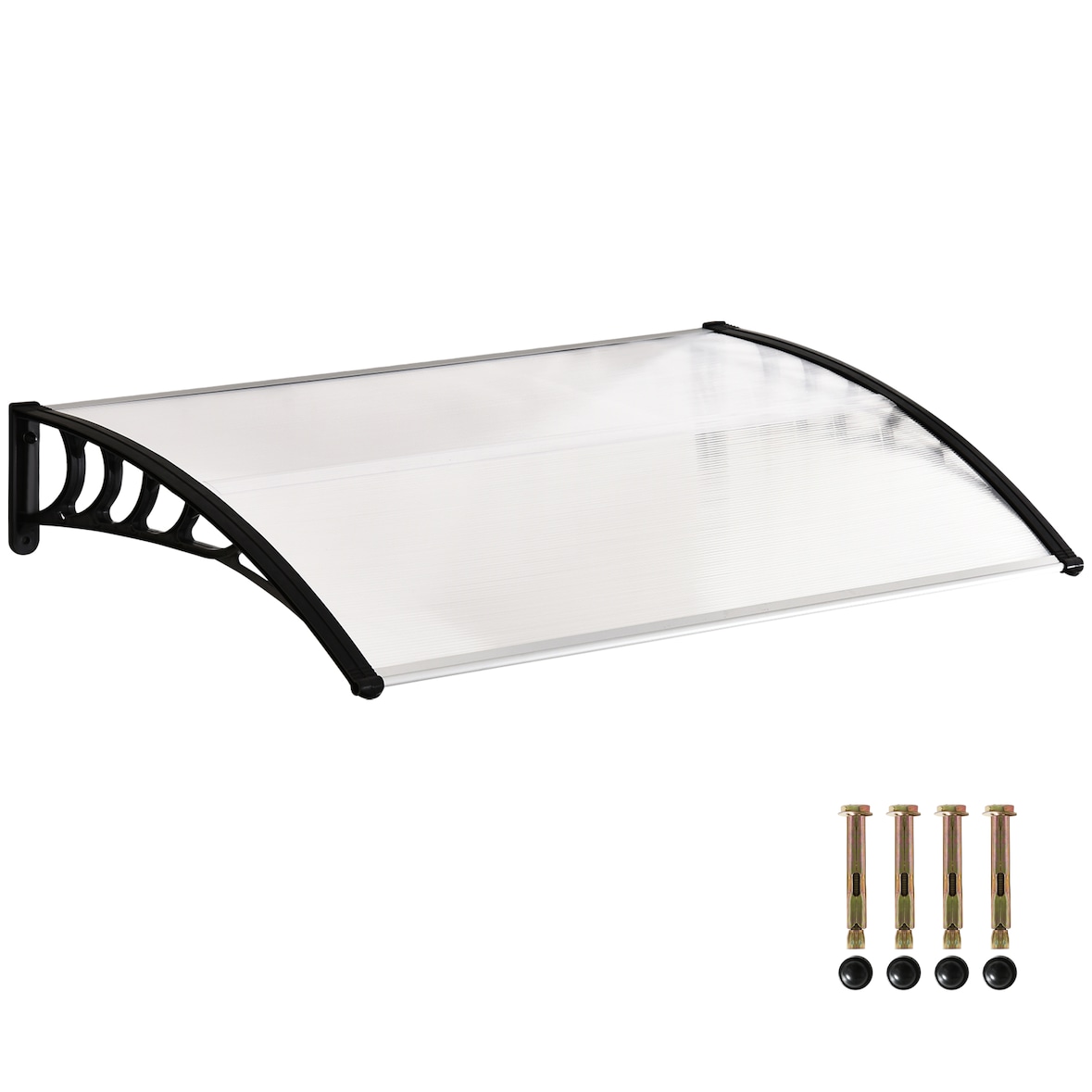 Outsunny Marquise de Proteção 150x90 cm para Portas e Janelas Contra Sol e Chuva Telhado de Proteção Transparente e Preto