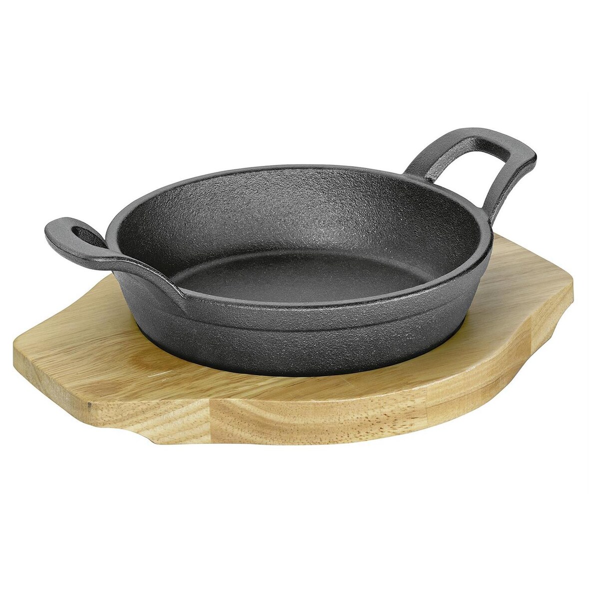KÜCHENPROFI Servierpfanne mit 2 Griffen und Holzbrett BBQ 18,5x24x5,5cm
