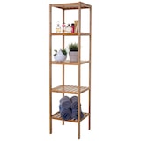 thumbnail of Badregal HWC-B18, Badezimmer Badschrank Standregal, Bambus ~ 140x34x33cm