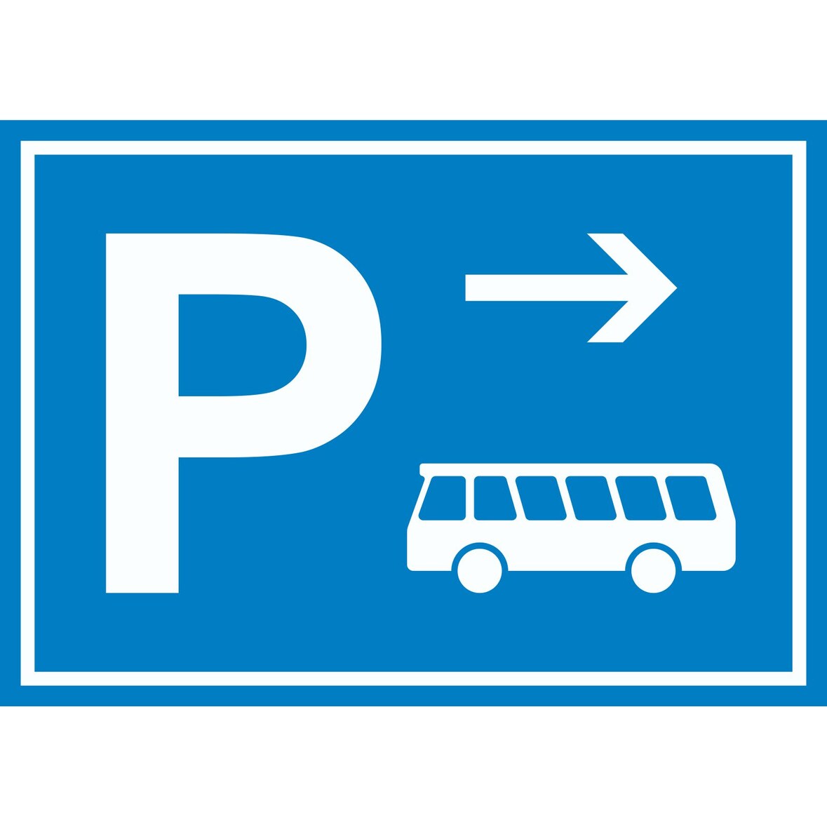 Bus Reisebus Parkplatz Schild mit Richtungspfeil rechts waagerecht A4 (210x297mm)