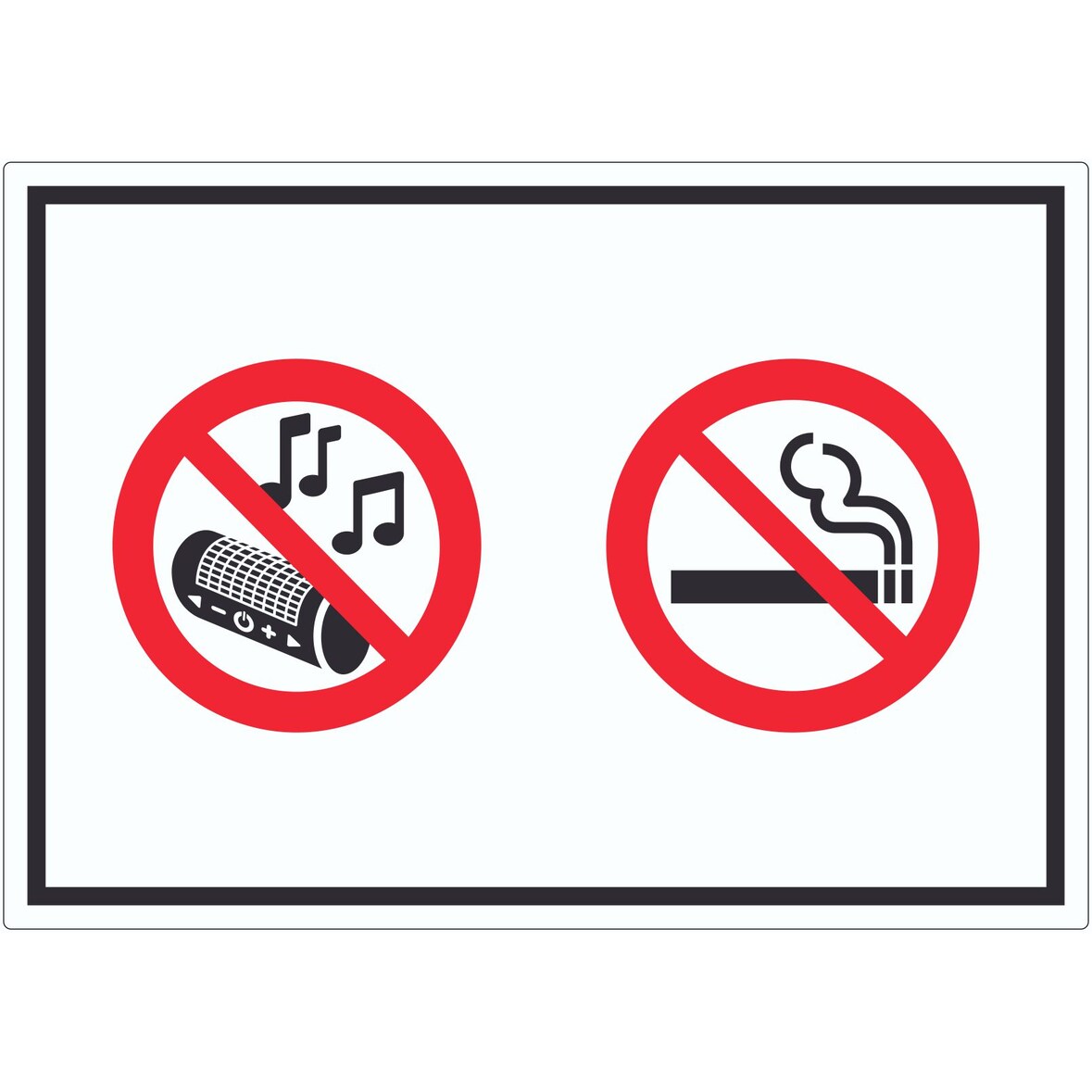 Aufkleber Musik und Rauchen verboten Symbol A9 (37x52mm)
