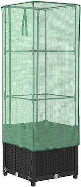 thumbnail of vidaXL Hochbeet mit Gewächshaus-Aufsatz Rattan-Optik 40x40x139 cm
