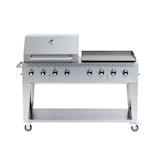 thumbnail of METRO PROFESSIONAL Barbecue Plancha à 8 brûleurs à gaz sur chariot, acier revêtu en poudre, 157 x 64 x 122 cm, puissance 30,4 kW, 4 roulettes, argent