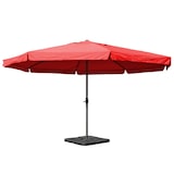 thumbnail of Sonnenschirm Meran Pro, Gastronomie Marktschirm mit Volant Ø 5m Polyester/Alu 28kg ~ bordeaux mit Ständer