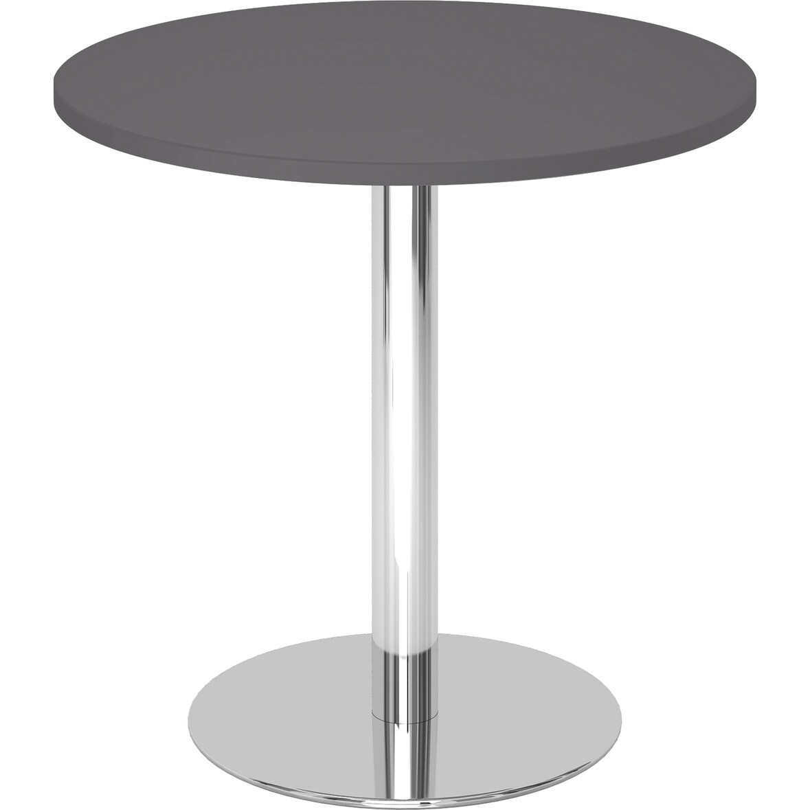 bümö Besprechungstisch, Esstisch klein, Tisch rund 80 cm - kleiner Esstisch graphit, Rundtisch Esstisch 2 Personen mit Holz-Platte, Säule aus Metall