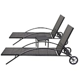 thumbnail of Lote de 2 tumbonas HWC-E27, Tumbona de jardín Relax, polirratán ~ negro, cojín crema-beige