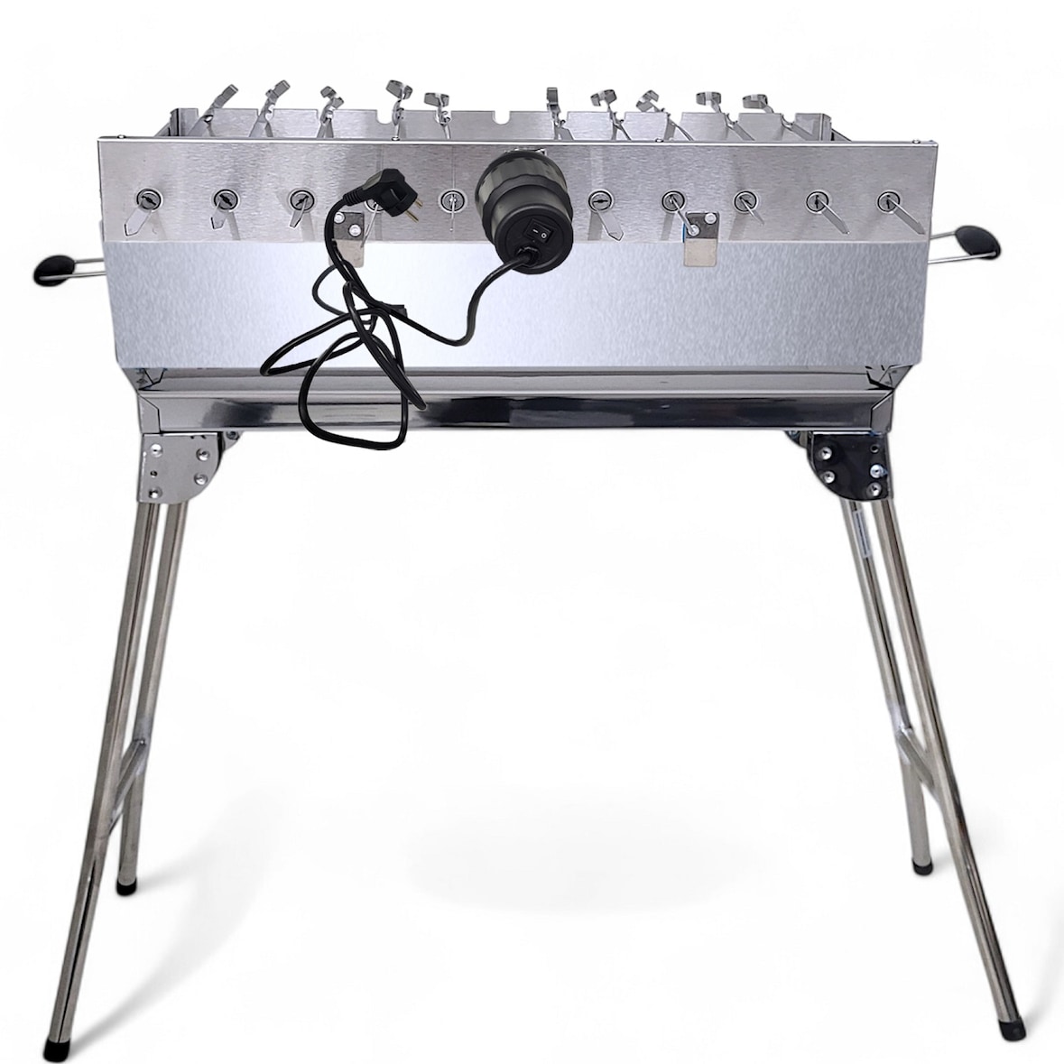 Mangal Kairat Schaschlik Grill mit 11er Spießdreher 230V Motor 10 Spieße
