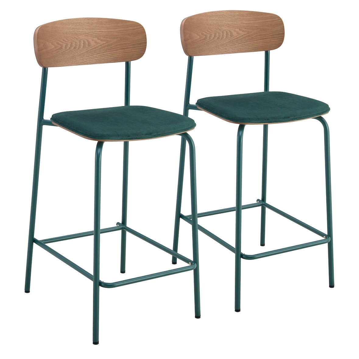 Lot de 2 chaises hautes en bois vert kaki