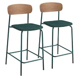 thumbnail of Lot de 2 chaises hautes en bois vert kaki