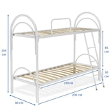 thumbnail of Letto a castello con telaio in acciaio bianco e doghe flessibili per due materassi singoli 80x190 - Comprarredo