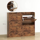 thumbnail of HOMCOM mueble zapatero de 4 puertas zapatero estrecho con estantes ajustables estilo industrial para 24 pares de zapatos 120x24x103 cm marrón rústico