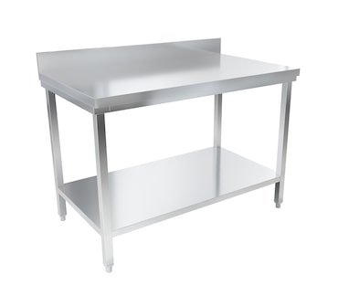 METRO Professional Werktafel GWTS4127B, roestvrij staal, 120 x 70 x 85 cm, met achterwand