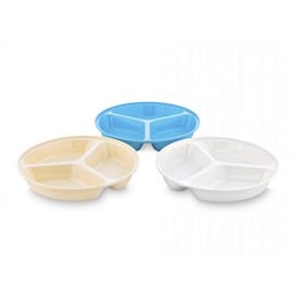 SDS Plato llano de policarbonato BPA free de Ø25,5 cm con 3 compartimentos - azul (caja de 40 uds)