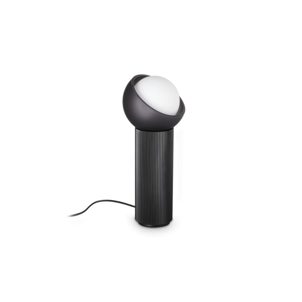 ideal lux, bloom tl1 Große, schwarze glas-tischleuchte