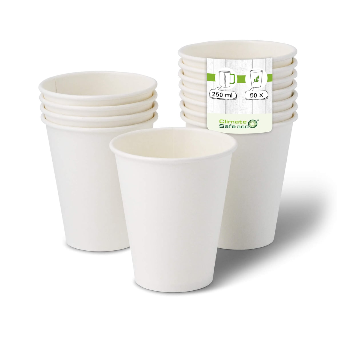 greenbox - vasos de papel 250 ml / 10 oz, Ø 90 mm, blancos, 50 piezas.