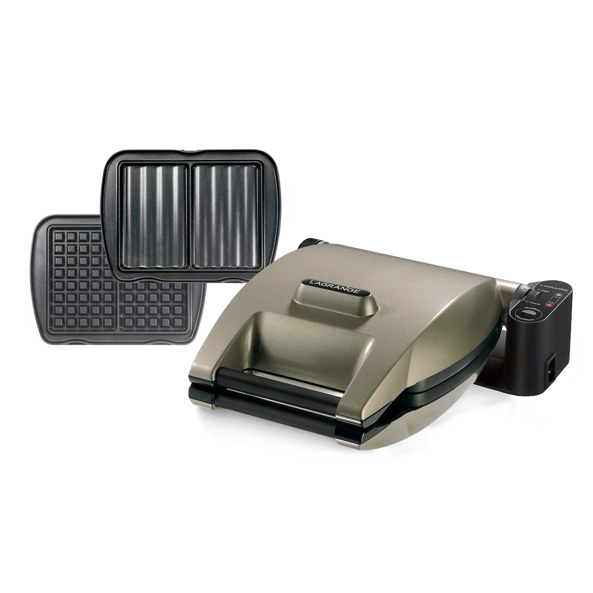 Lagrange premium gaufres 2 jeux de plaques gaufres et croque monsieur taupe 1200W 019422